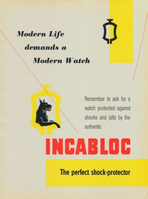 1949 Incabloc Company Switzerland Vintage 1949 Swiss Ad Suisse Advert Horlogerie Horology