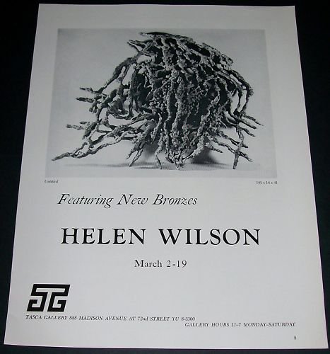 1965 Sculptor Helen Wilson Vintage 1965 Art Exhibition Ad Tasca Gallery