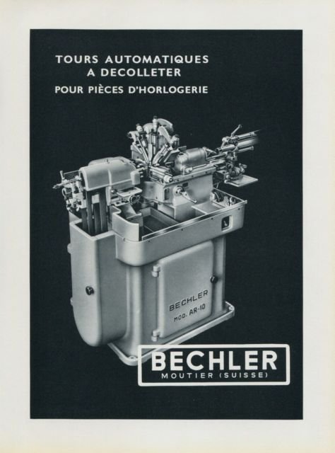 1958 Bechler Machine Company Vintage 1958 Swiss Ad Suisse Advert Horlogerie Horology