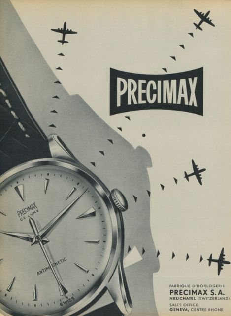 1957 Precimax Watch Company Switzerland Vintage 1957 Swiss Ad Suisse Advert Horlogerie