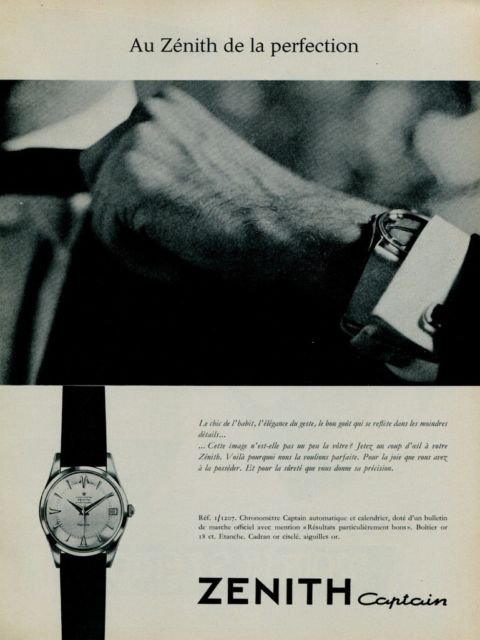 1959 Zenith Watch Company Zenith Captain Advert Vintage 1959 Swiss Ad Suisse Advert Switzerland