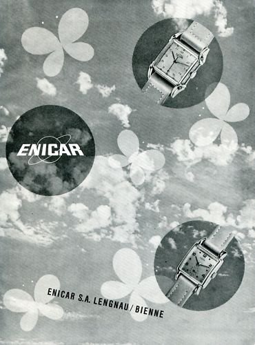 1950 Enicar Watch Company Lengnau Bienne Switzerland 1950 Swiss Ad Suisse Advert