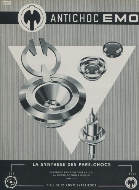 1959 Emo-Vibrax S.A. Company Vintage 1959 Swiss Ad Suisse Advert Horlogerie Horology
