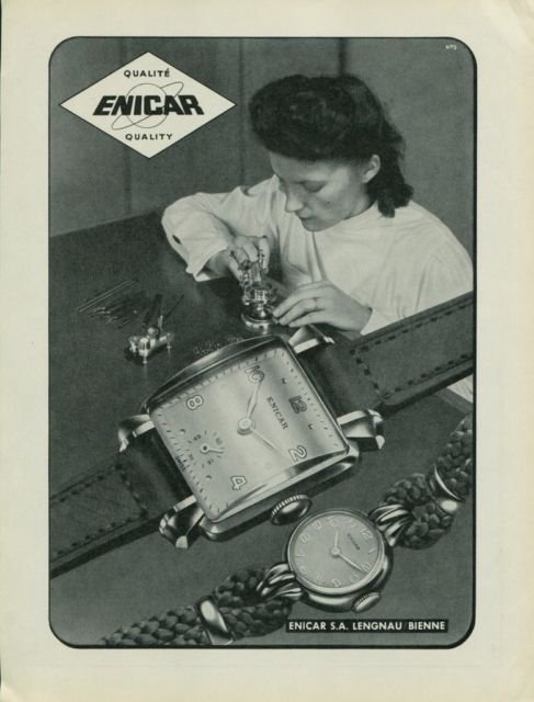 1949 Enicar Watch Company Switzerland Vintage 1949 Swiss Ad Suisse Advert Horlogerie