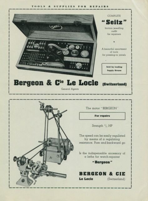 Bergeon & Cie Le Locle Switzerland 1949 Swiss Ad Suisse Advert Horlogerie Horology