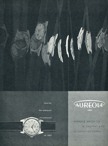 Aureole Watch Company Vintage 1956 Swiss Ad Suisse Advert Switzerland Horlogerie