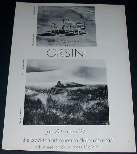 Orsini Vintage 1972 Art Exhibition Ad Brockton Art Museum / Fuller Memorial