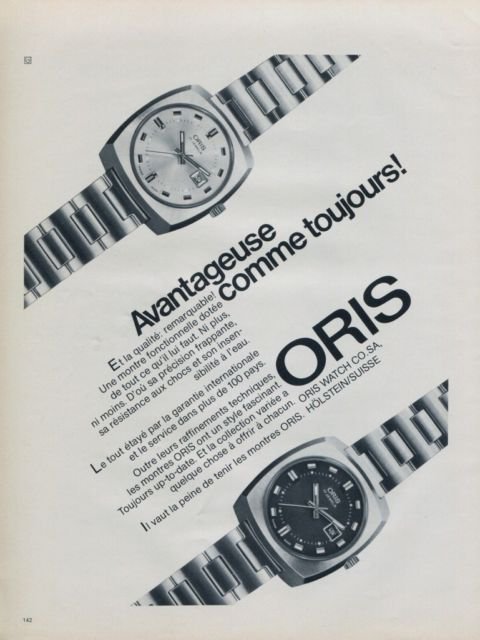 1973 Oris Watch Company Holstein Switzerland Vintage 1973 Swiss Ad Suisse Advert