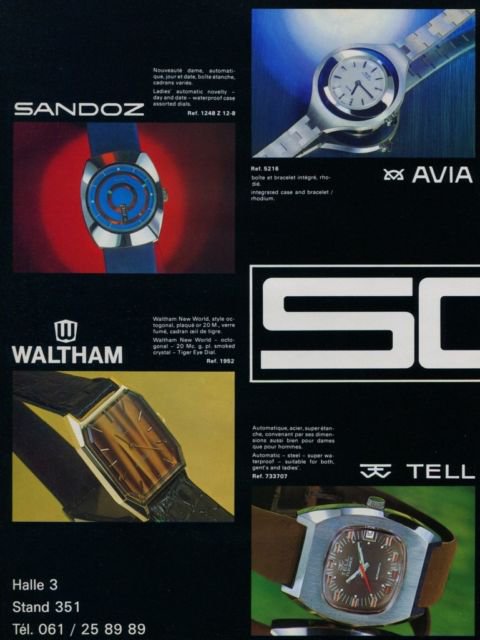 SGT Watch Company Invicta Helvetia Titus Waltham 1973 Swiss Ad Suisse Advert Societe des Garde-Temps