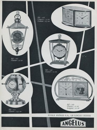 1956 Angelus Clock Company Le Locle Switzerland Swiss Print Ad Publicite Suisse