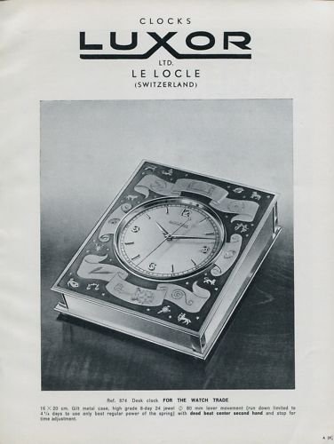 1956 Luxor Clock Company Le Locle Switzerland Vintage Swiss Print Ad Publicite Suisse Advert