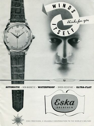 1950 Eska Watch Company Grenchen Switzerland 1950 Swiss Ad Suisse Advert Horlogerie