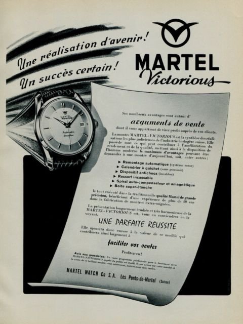 1956 Martel Watch Company Switzerland 1956 Swiss Ad Suisse Advert Horlogerie Horology
