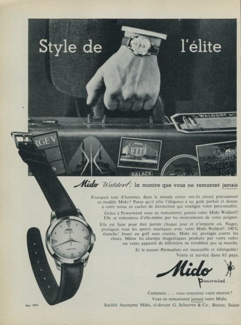 1959 Mido Watch Company Mido Waldorf Vintage 1959 Swiss Ad Suisse Advert Horlogerie Switzerland