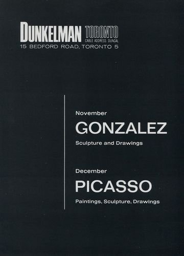 Original 1969 Picasso and Gonzalez Art Exhibition Ad Publicite Advert Dunkelman Toronto Gallery