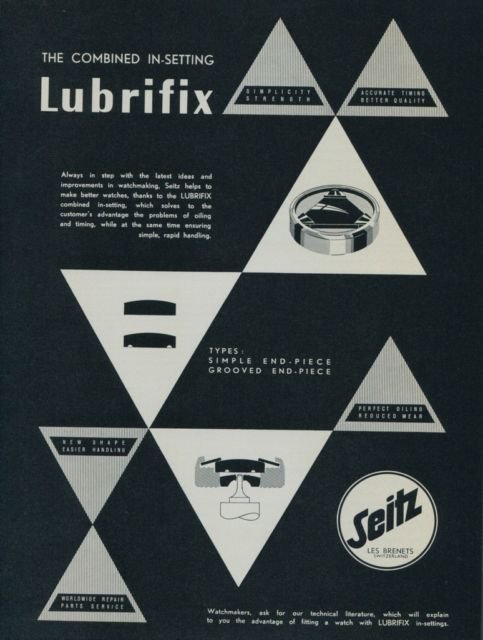 1956 Seitz Lubrifix Les Brenets Switzerland 1956 Swiss Print Ad Publicite Suisse Advert Horology