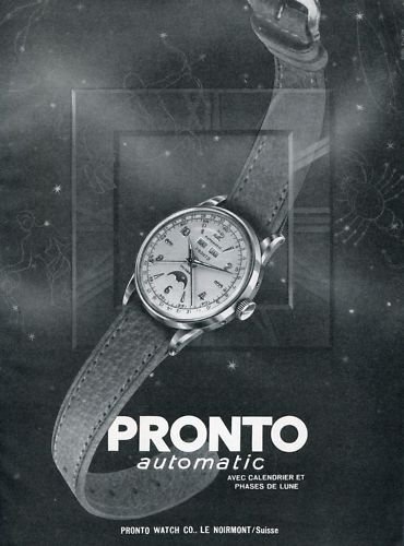 1950 Pronto Watch Company Vintage 1950 Swiss Print Ad Publicite Suisse Advert Switzerland