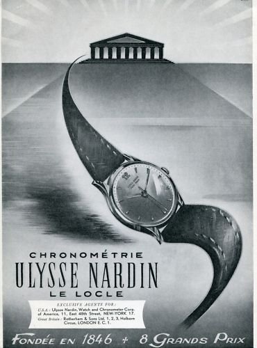 1950 Ulysse Nardin Watch Company Switzerland 1950 Swiss Ad Suisse Advert