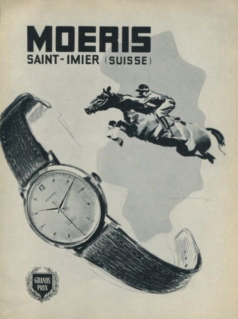 1956 Moeris Watch Company Saint-Imier Vintage 1956 Swiss Print Ad Publicite Suisse Montres