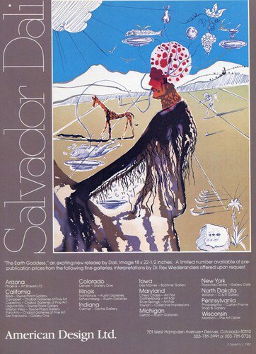 Salvador Dali The Earth Goddess 1980 Art Ad Publicite Advert Advertisement