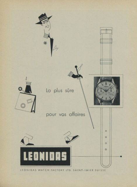 1956 Leonidas Watch Company Saint-Imier 1956 Swiss Print Ad Publicite Suisse Montres