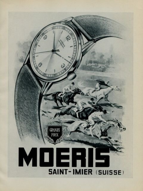 1956 Moeris Watch Company St-Imier Vintage 1956 Swiss Ad Publicite Suisse Montres