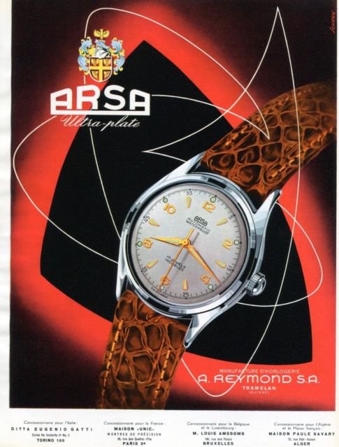 1956 Arsa Watch Company A Reymond S.A. Tramelan Swiss Print Ad Publicite Suisse Montres