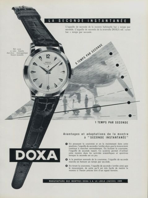 Vintage 1956 Doxa Watch Co Switzerland Swiss Print Ad Suisse Publicite Montres