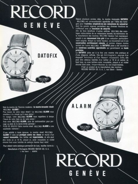 1956 Record Watch Company Montres Record SA Swiss Print Ad Suisse Publicite Switzerland