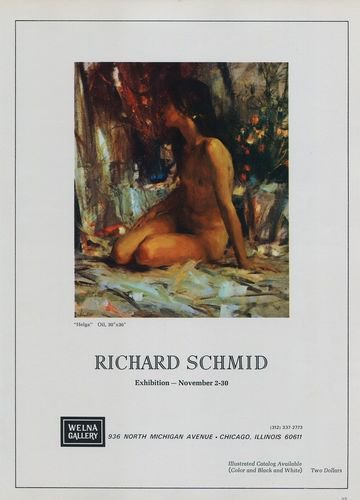 1969 Richard Schmid Vintage 1969 Art Exhibition Ad Publicite Advert Welna Gallery, Chicago Helga