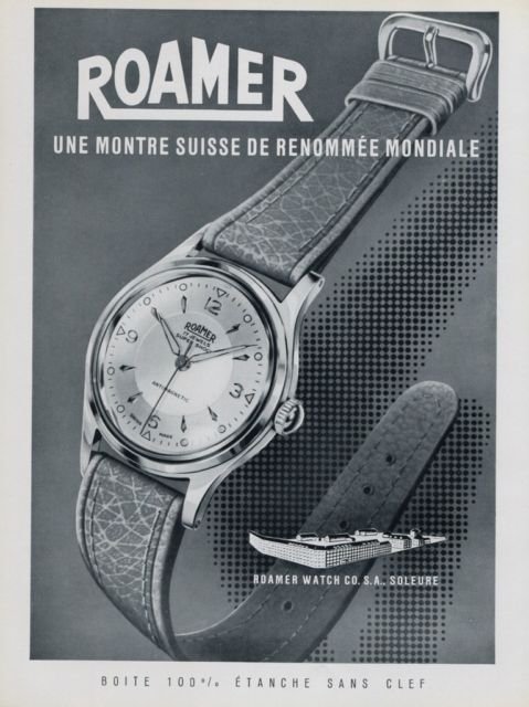 Vintage 1956 Roamer Watch Company Switzerland Swiss Print Ad Suisse Publicite Montres Schweiz