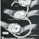 Vintage 1949 Record Watch Company Geneva Switzerland Swiss Print Ad Suisse Publicite Montres Schweiz