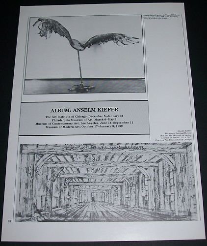 Anselm Kiefer 1988 Art Exhibition Ad Publicite Advert Advertisement
