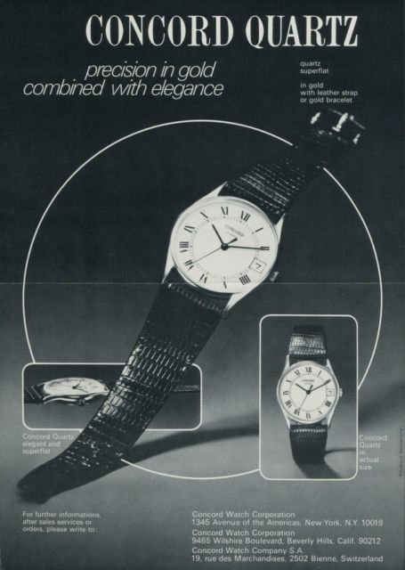 Concord Watch Company Switzerland Vintage 1977 Swiss Ad Suisse Advert Horology Horlogerie