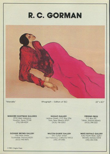 R. C. Gorman Marcella Advert 1980 Art Ad Publicite Advert Advertisement RC Gorman