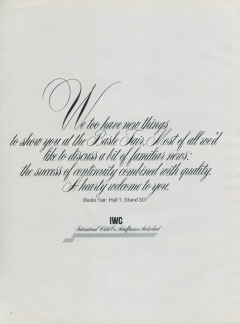 1977 IWC International Watch Company Switzerland Swiss Print Ad Suisse Publicite Montres Schweiz