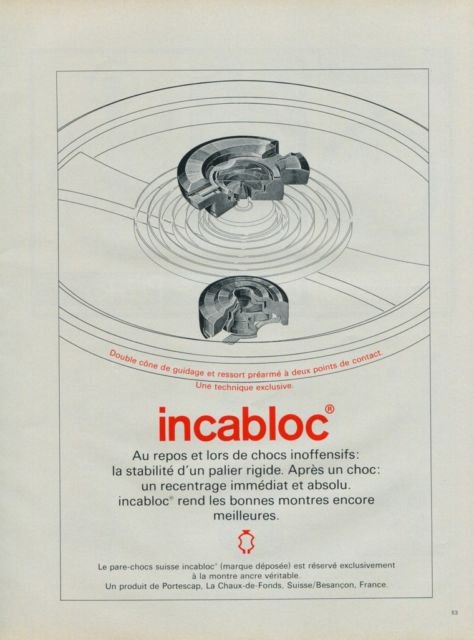 1977 Incabloc Portescap Switzerland Swiss Print Ad Suisse Publicite Horlogerie Horology Schweiz