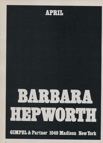 Vintage 1969 Barbara Hepworth Art Exhibition Ad Publicite Advert Gimpel & Partner Gallery, NY