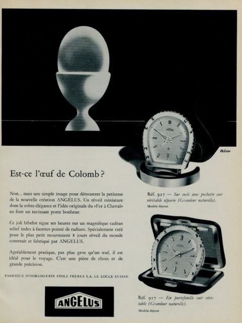 1956 Angelus Le Locle Suisse Switzerland Swiss Print Ad Publicite Schweiz Suiza 1950s