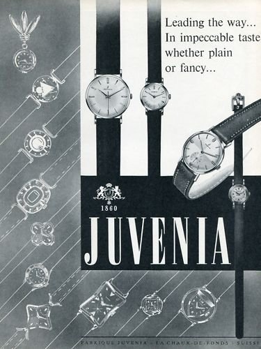 Vintage 1956 Juvenia La Chaux-de-Fonds Suisse Switzerland Swiss Print Ad Publicite Montres Schweiz