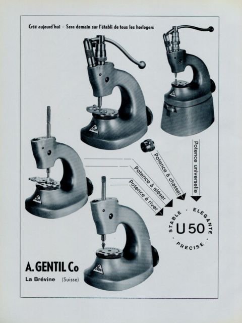 1956 A. Gentil Machine Co Star Swiss Print Ad Suisse Publicite Advert Horlogerie Horology