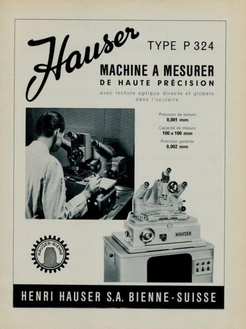 1956 Hauser Machine Company Bienne Switzerland Swiss Print Ad Suisse Publicite Henri Hauser S.A.