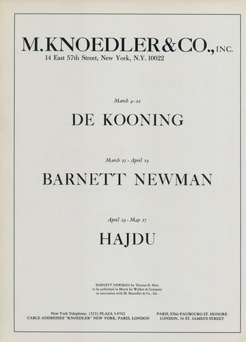 De Kooning Hajdu Barnett Newman 1969 Art Exhibition Ad Publicite Advert M. Knoedler & Co., NY