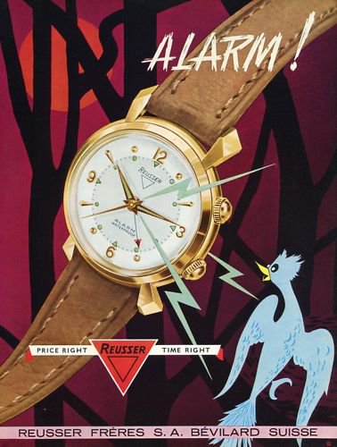 1956 Reusser Watch Company Bevilard Switzerland Swiss Print Ad Suisse Publicite Montres Schweiz