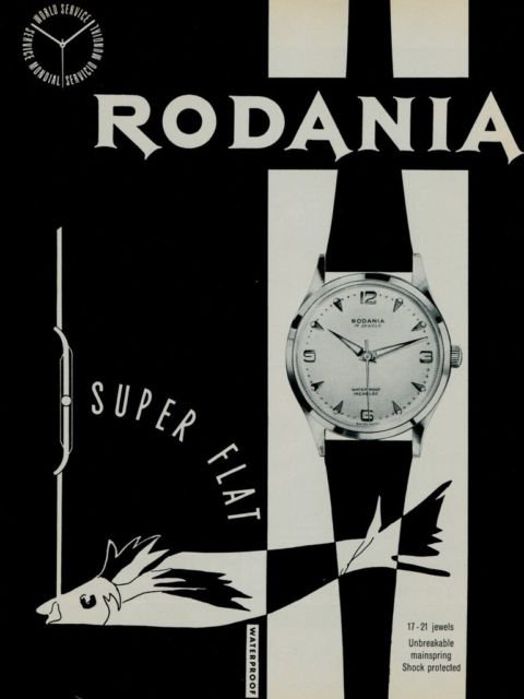1956 Rodania Watch Company Switzerland Swiss Print Ad Suisse Publicite Montres 1950s