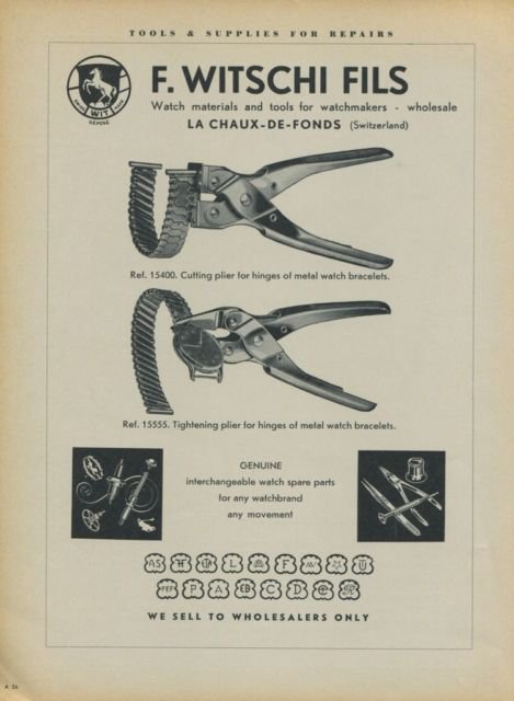 1957 F. Witschi Fils Switzerland Swiss Print Ad Publicite Suisse Horlogerie Horology Schweiz