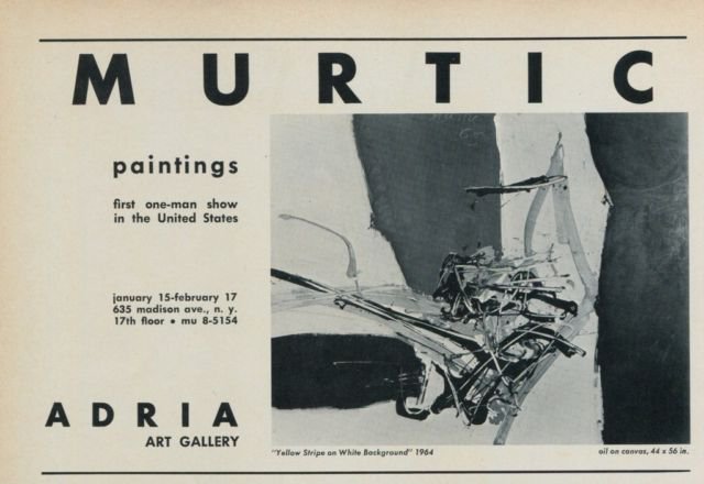 Murtic Vintage 1968 Art Exhibition Ad Publicite Advert Adria Gallery