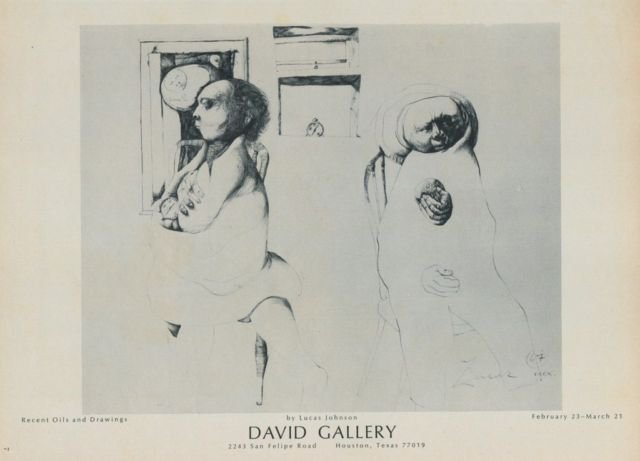 Lucas Johnson Vintage 1968 Art Exhibition Ad Publicite Advert David Gallery, Houston