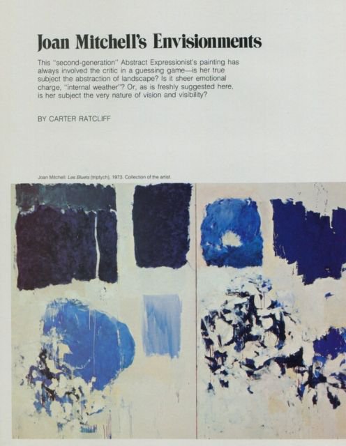 1974 Joan Mitchell Envisionments Vintage 1974 Art Magazine Article