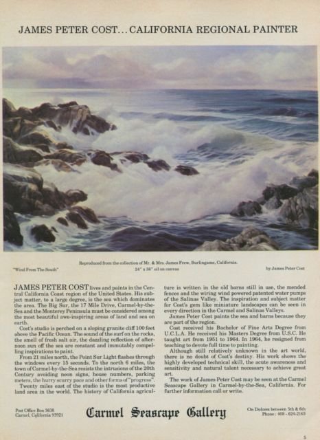 1968 James Peter Cost Wind from the South Vintage 1968 Art Ad Publicite Advert